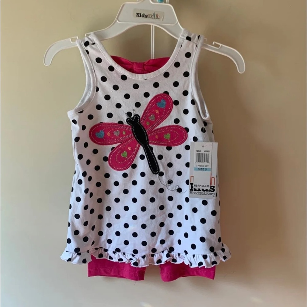 2 piece girl dragonfly set tank and biker short